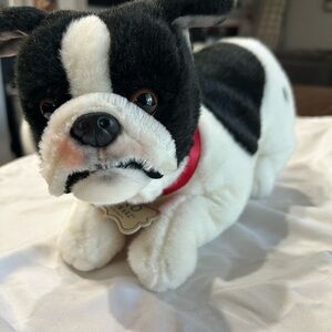 FAO Schwarz Black and White Plush Dog Toy